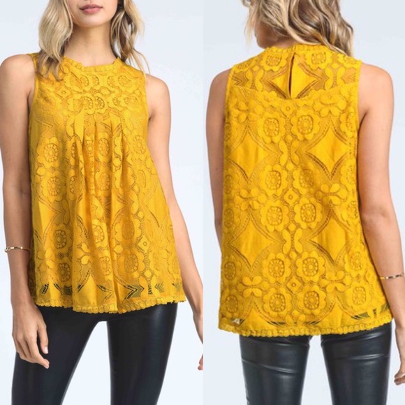 Bellanblue Tops - DEBBIE Lace Top - MUSTARD Bellanblue Tops - DEBBIE Lace Top - MUSTARD